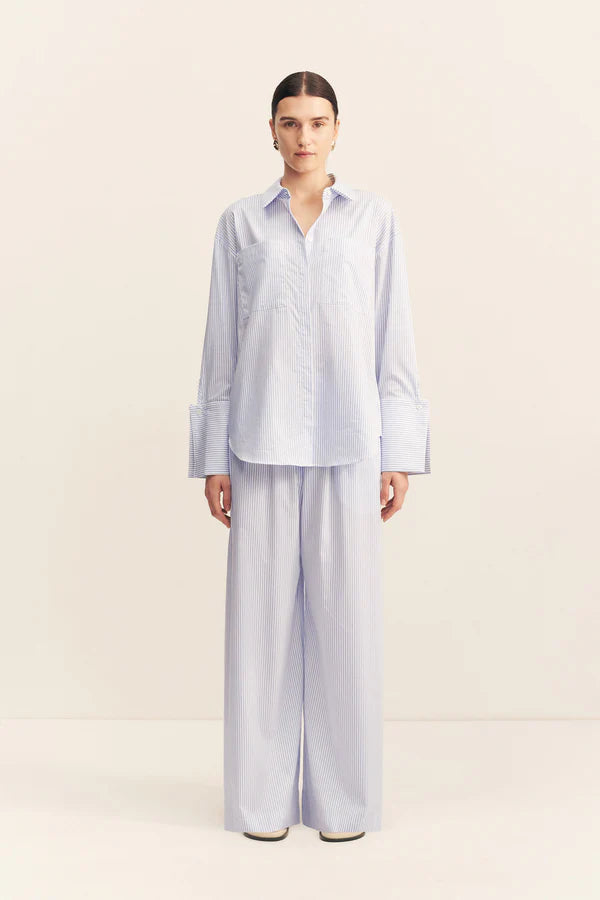 Saunders Oversized Shirt - Marine Stripe