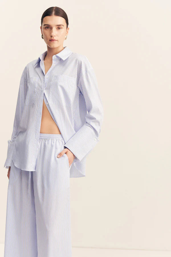 Saunders Oversized Shirt - Marine Stripe