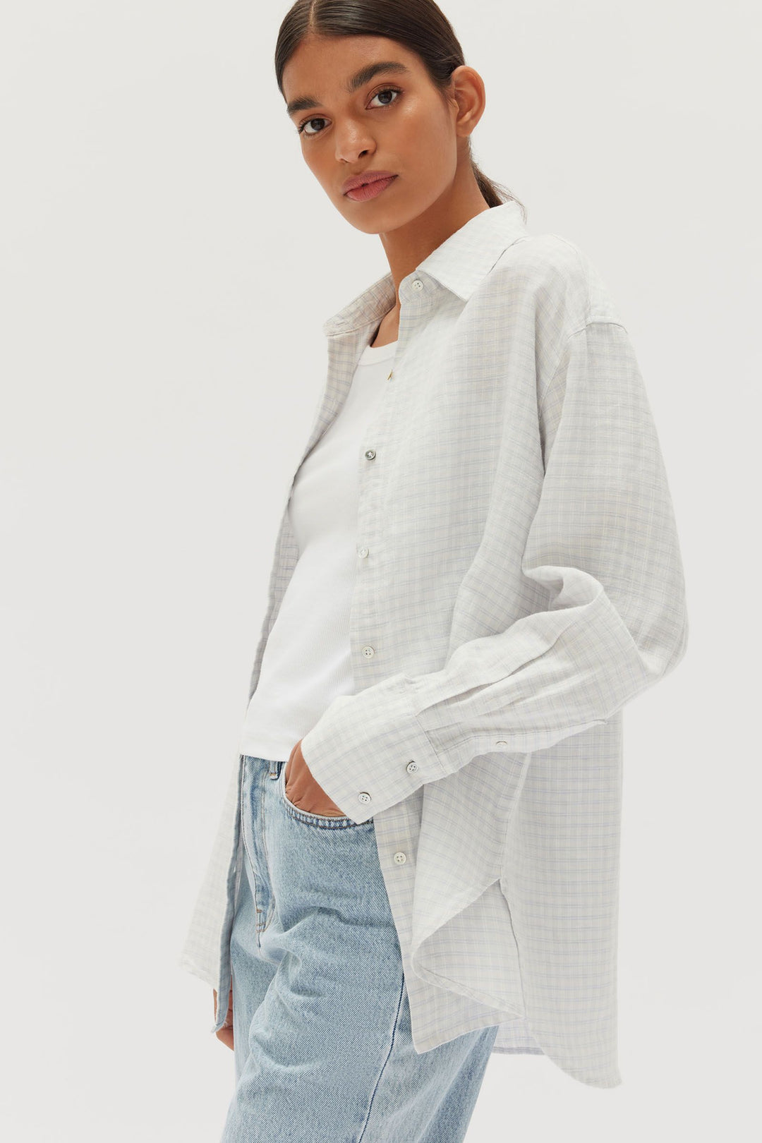 Check Linen Shirt - Blue Haze