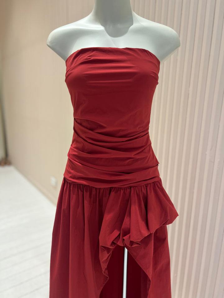 Dante Strapless Maxi Dress - Cherry