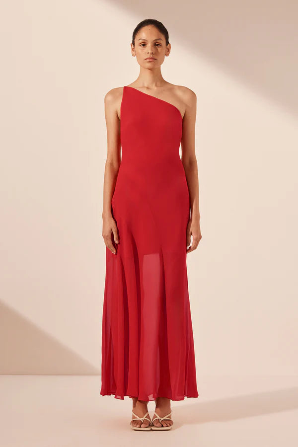 Amina One Shoulder Maxi Dress - Chilli
