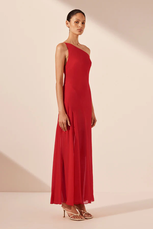 Amina One Shoulder Maxi Dress - Chilli