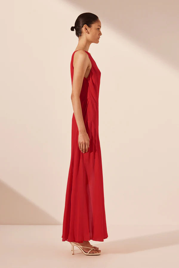 Amina One Shoulder Maxi Dress - Chilli