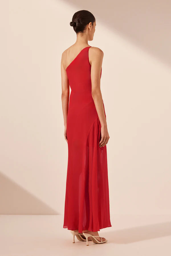 Amina One Shoulder Maxi Dress - Chilli