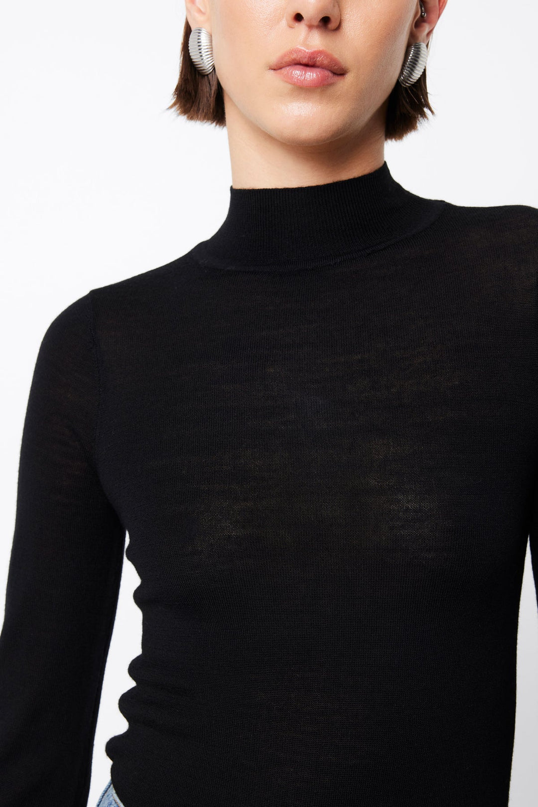 Maine Turtleneck Merino Top - Black