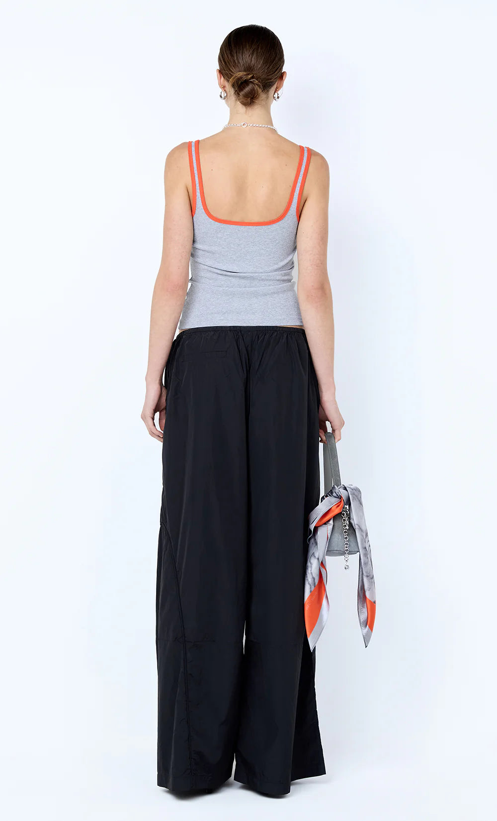 Lana Square Neck Tank - Grey Marle/Tangerine