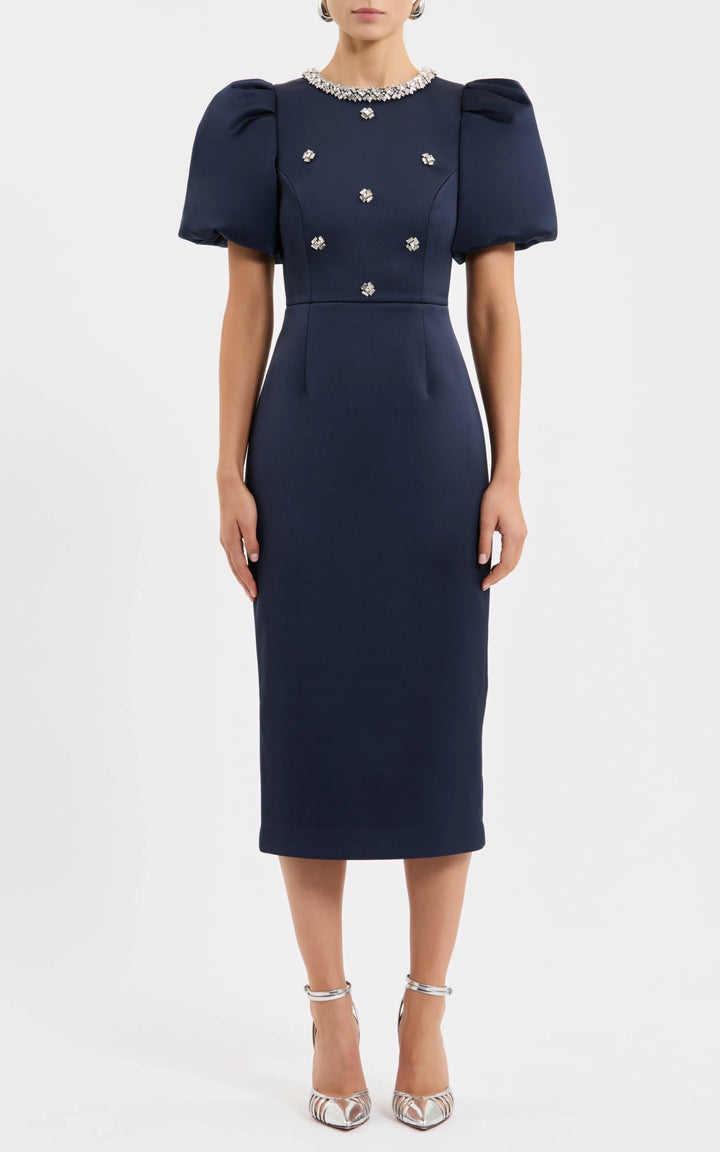 Alya S/S Midi Dress - Navy