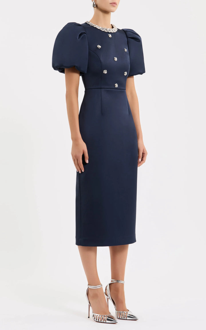 Alya S/S Midi Dress - Navy