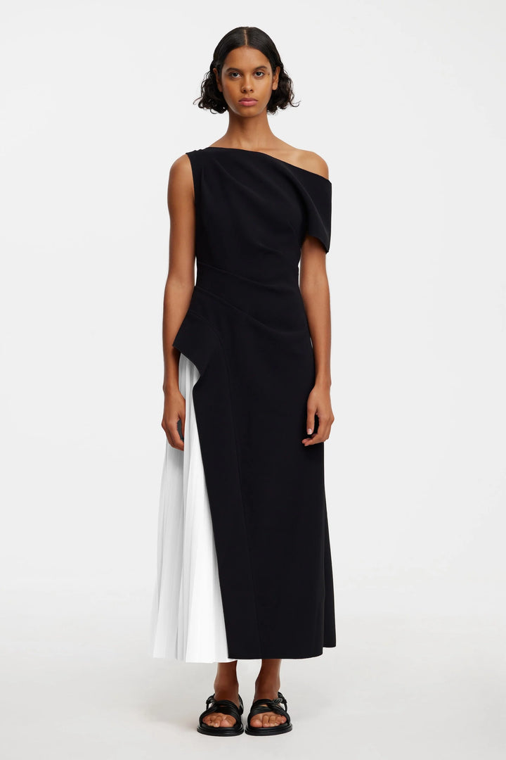 Sudden Midi Dress - Black with Ivory