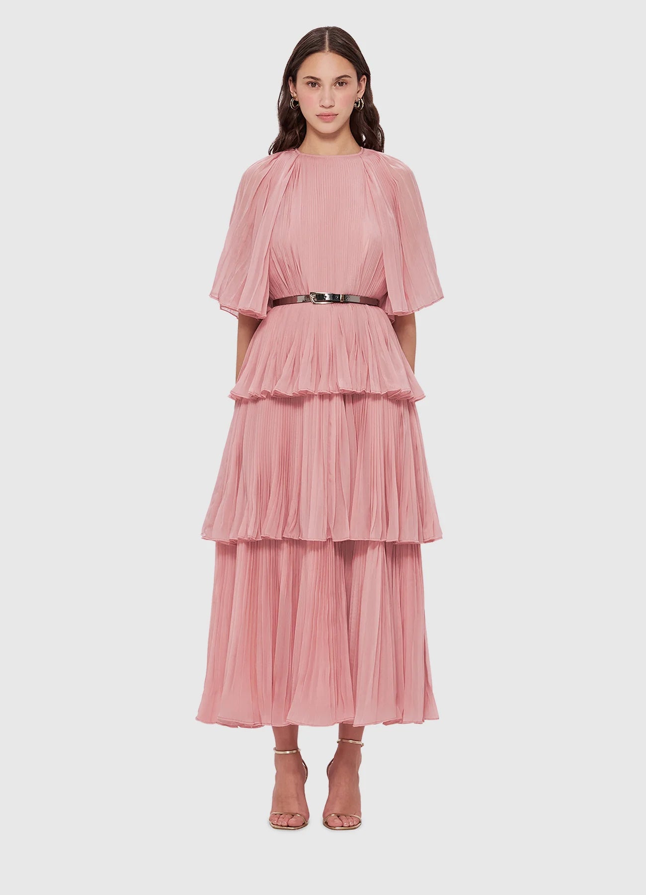 Adele Tiered Midi Dress - Dusty Pink
