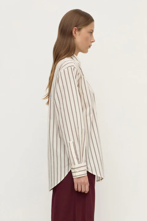 Amaro Italian Stripe Shirt - Merlot/White Stripe
