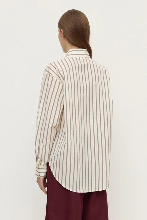 Amaro Italian Stripe Shirt - Merlot/White Stripe
