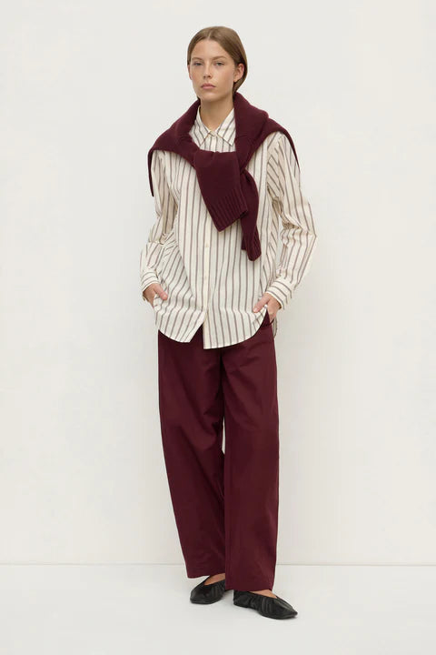 Amaro Italian Stripe Shirt - Merlot/White Stripe
