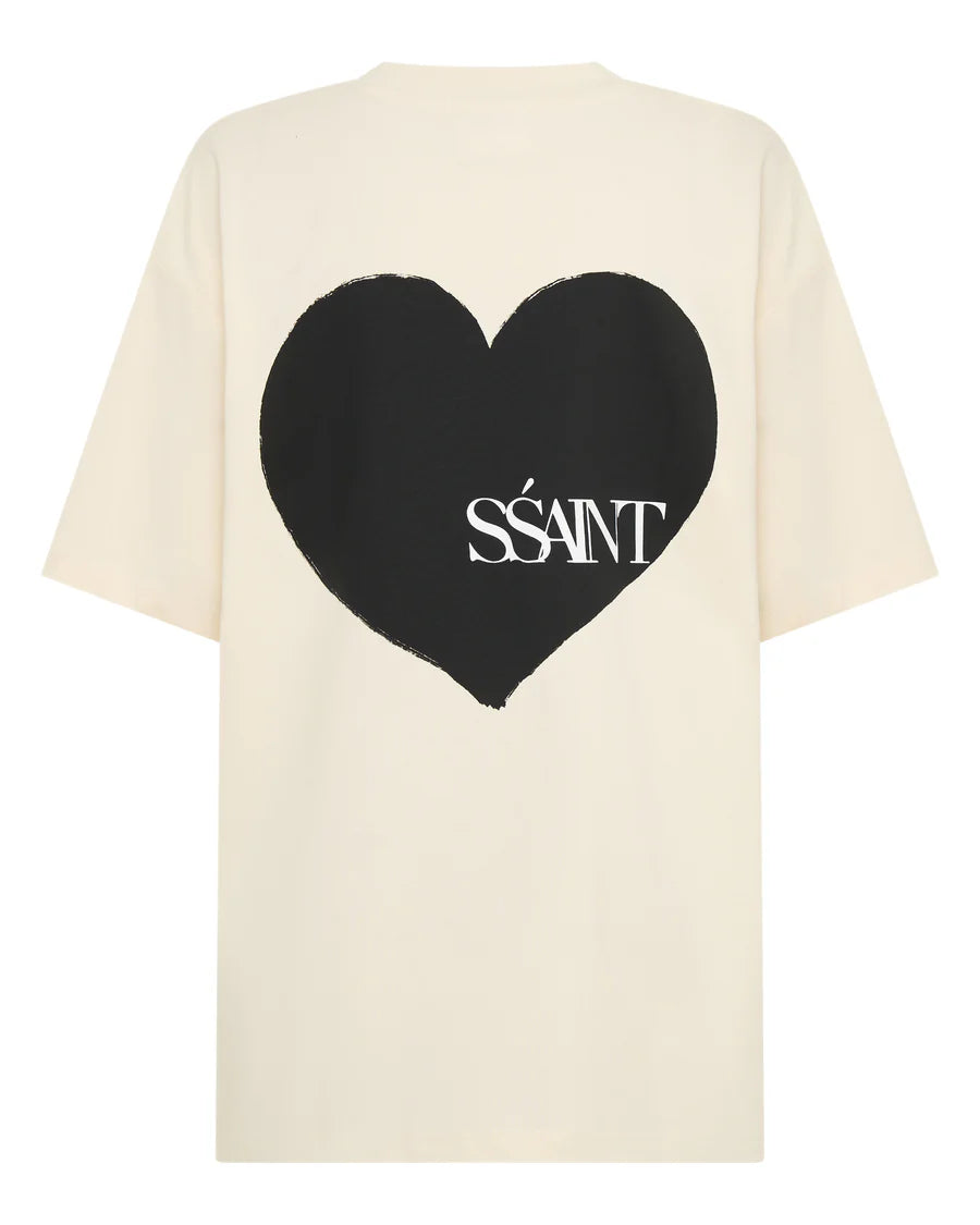 Ssaint Heart Tee - Cream and Black