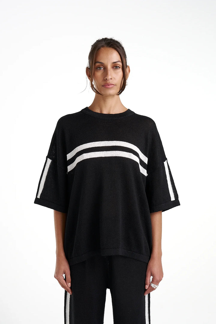 Knit Tee - Black/Cream