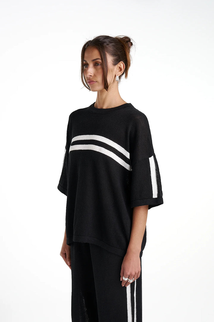 Knit Tee - Black/Cream