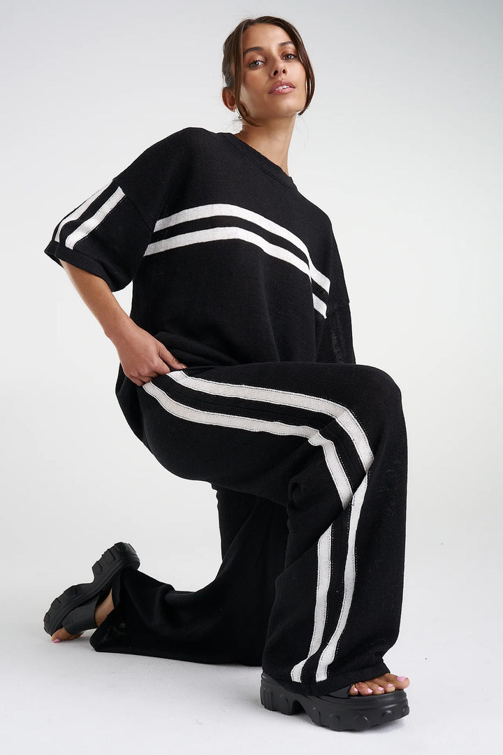 Knit Tee - Black/Cream