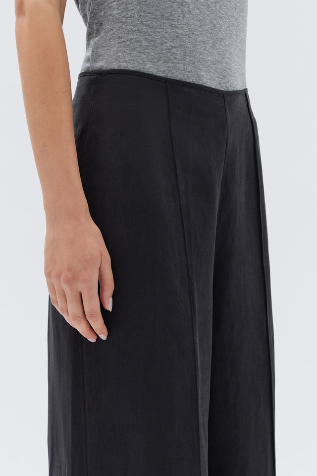 Brooke Silk Linen Pant - Black