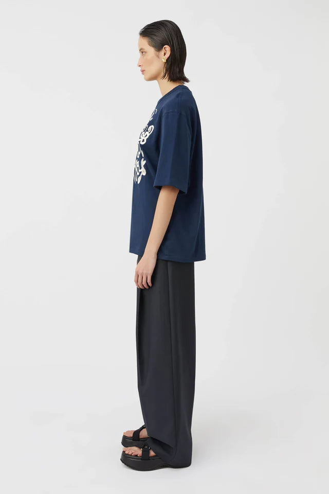 Briony Graphic Tee - Denim Blue