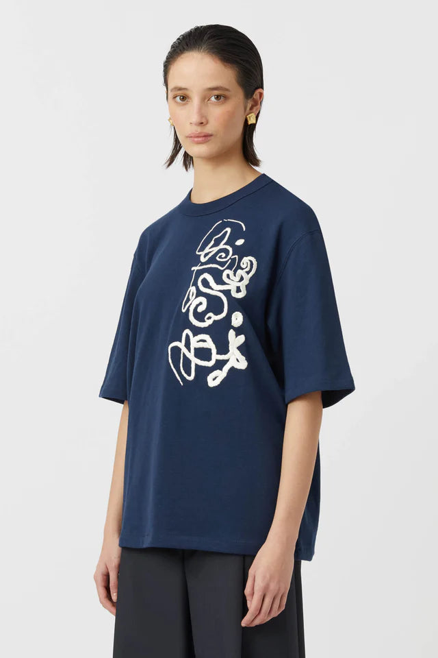 Briony Graphic Tee - Denim Blue