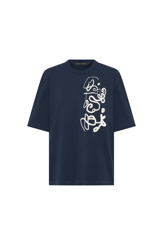 Briony Graphic Tee - Denim Blue