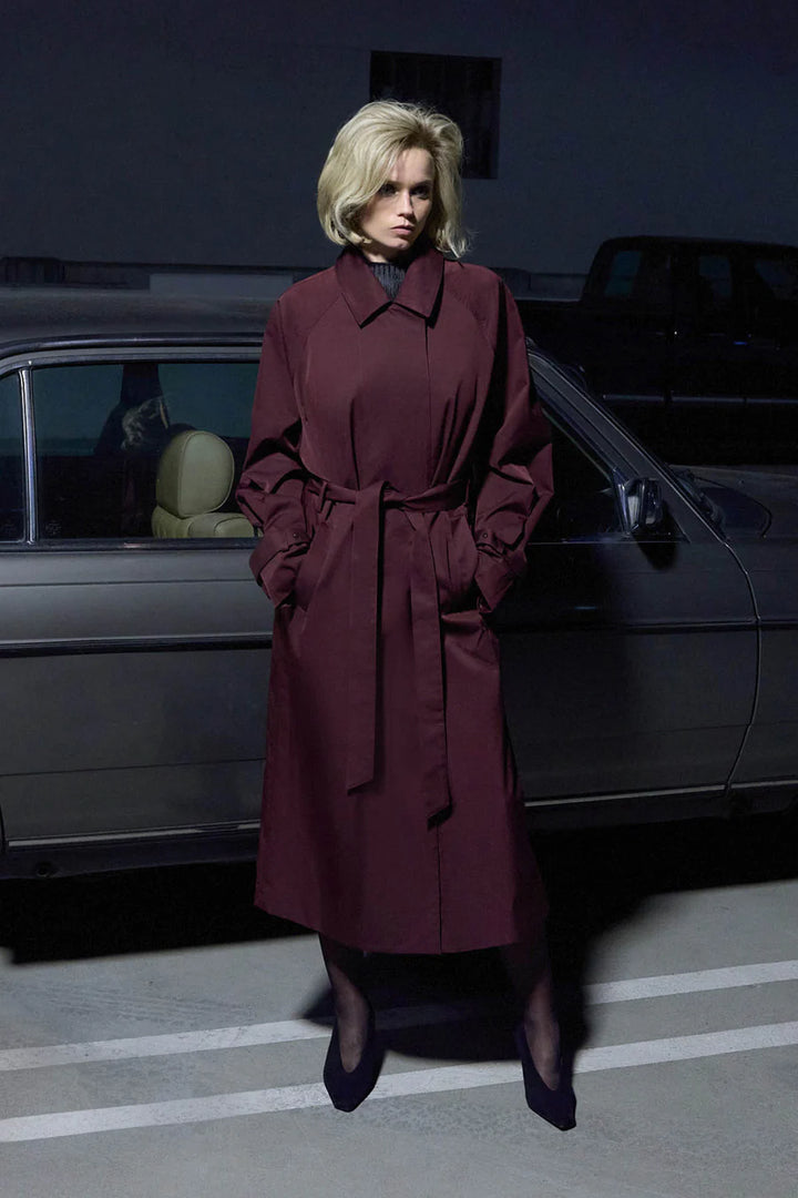 Dia Trench Coat - Burgundy