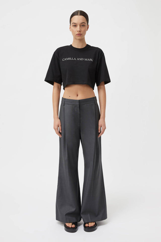 Pierre Cropped Tee - Black/Soft White