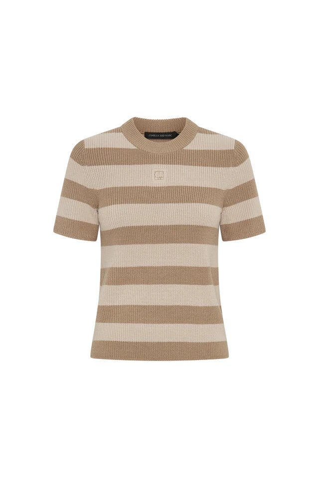 Umi Knit Tshirt - Tan & Cream