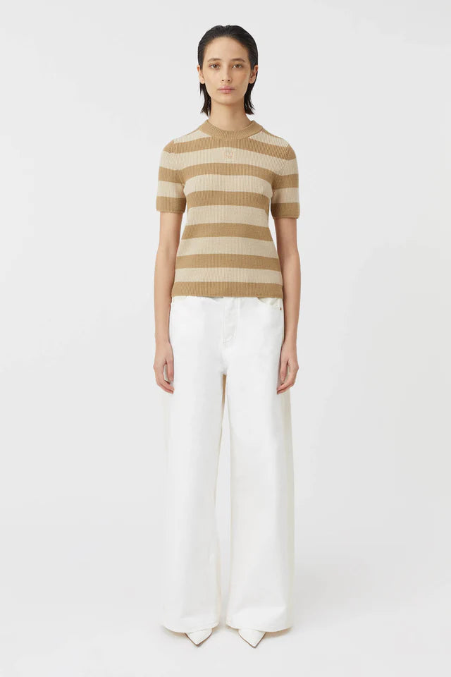 Umi Knit Tshirt - Tan & Cream