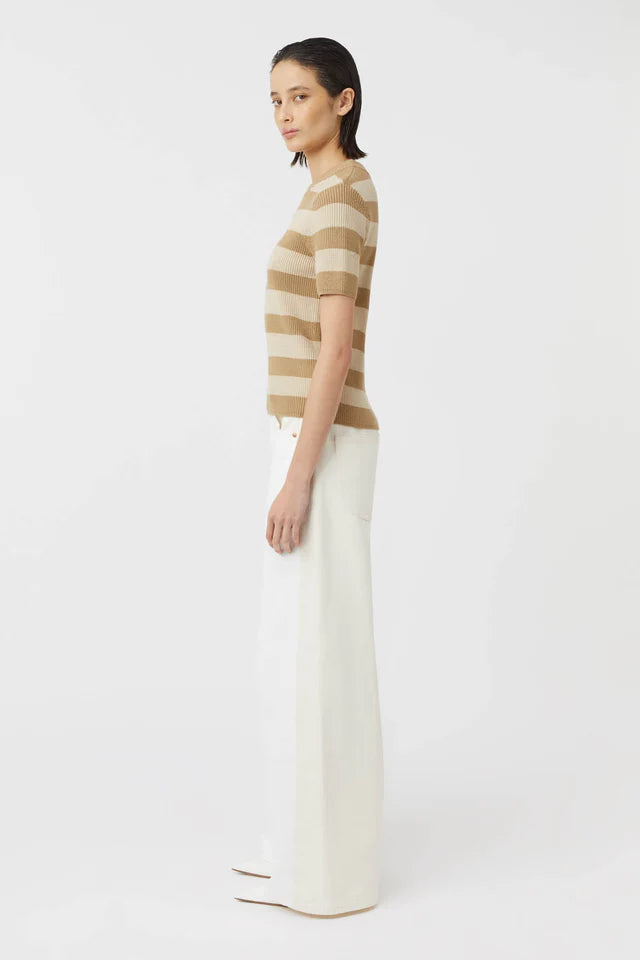 Umi Knit Tshirt - Tan & Cream