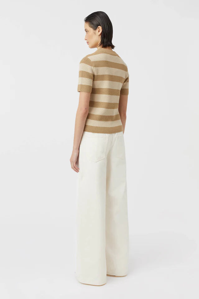 Umi Knit Tshirt - Tan & Cream