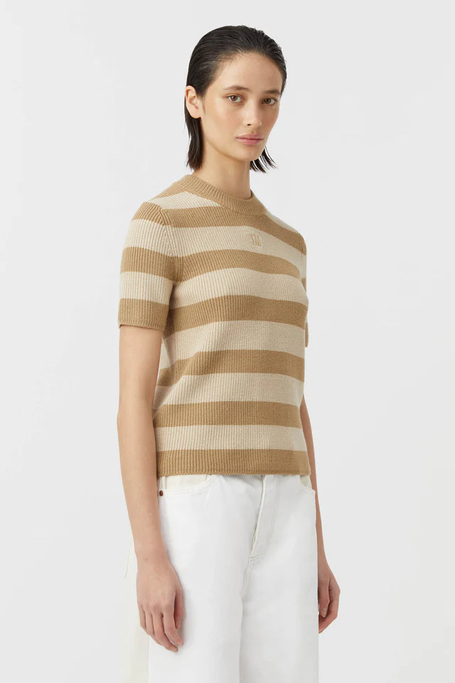 Umi Knit Tshirt - Tan & Cream