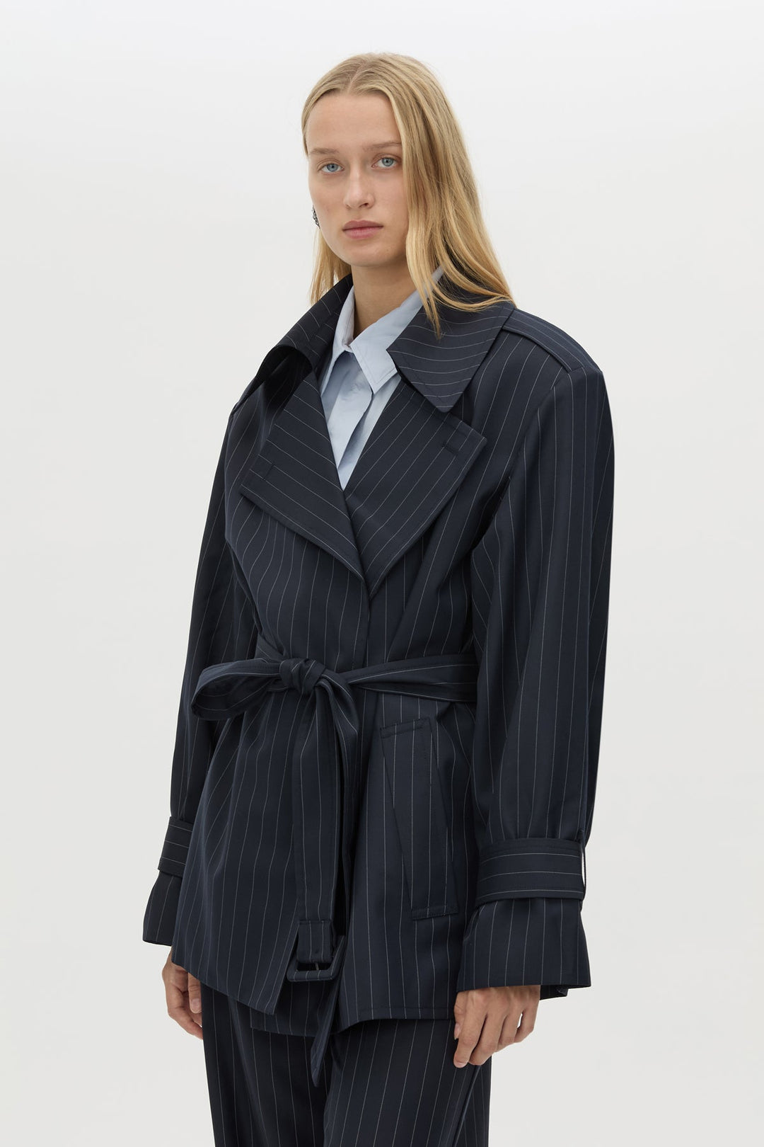 Brody Short Trench - French Navy Stripe