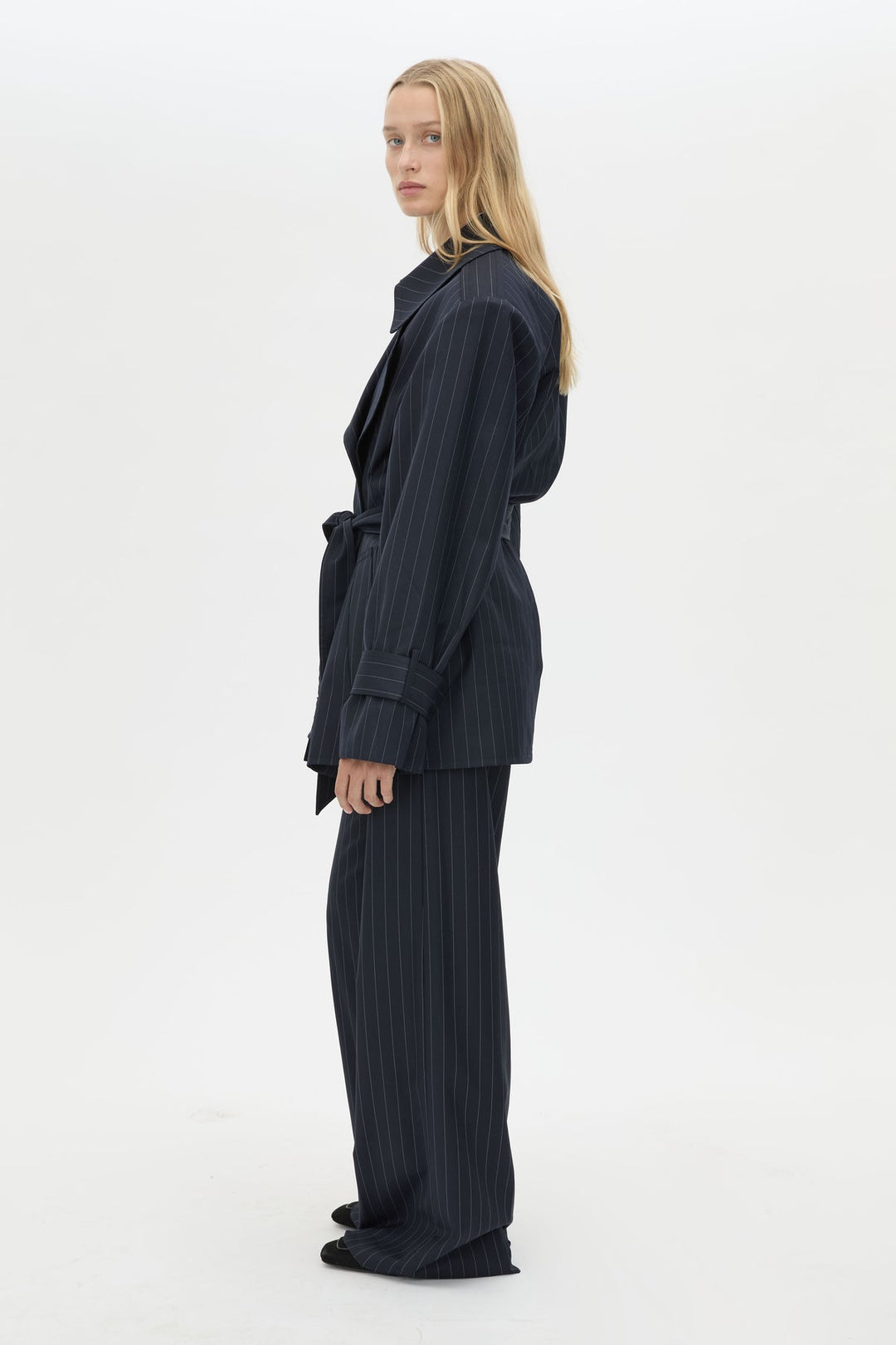 Brody Short Trench - French Navy Stripe