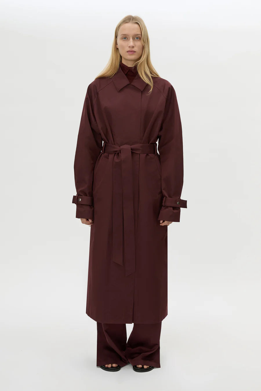 Dia Trench Coat - Burgundy