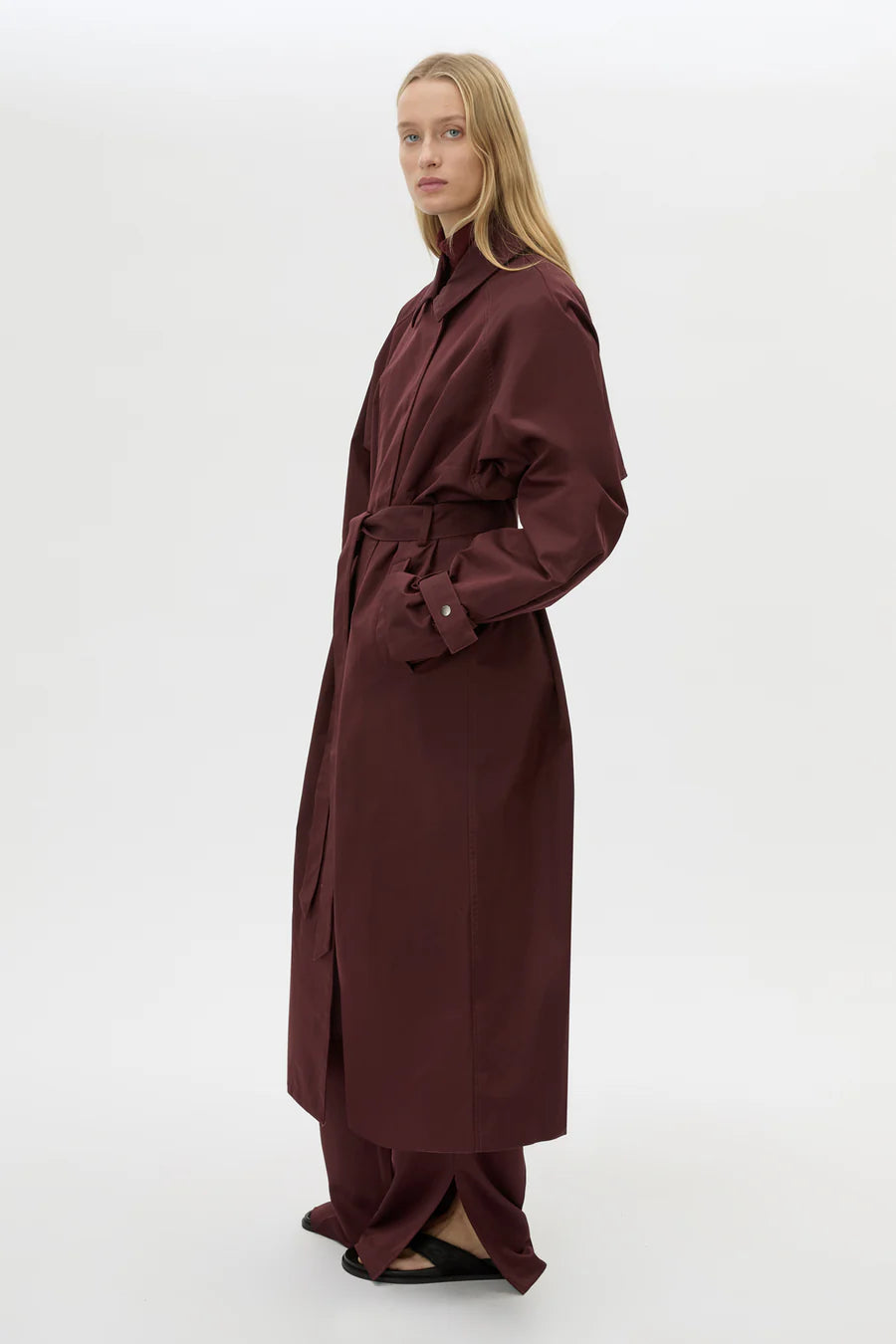 Dia Trench Coat - Burgundy