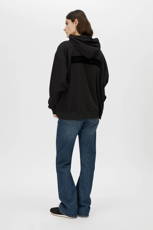 Grid Flocking Logo Hoodie - Black