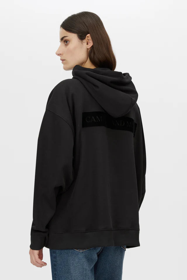 Grid Flocking Logo Hoodie - Black
