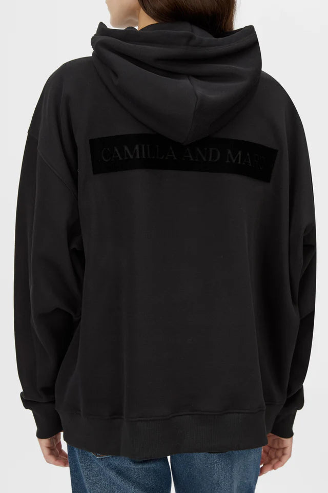Grid Flocking Logo Hoodie - Black