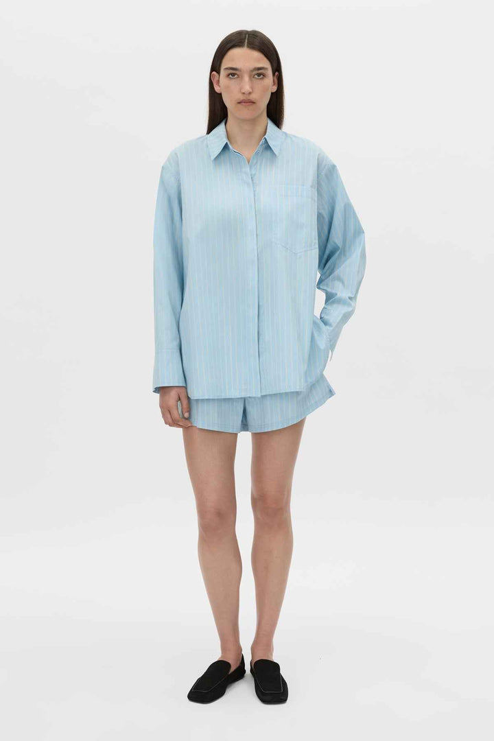 Jenie Stripe Shirt - Baby Blue Stripe