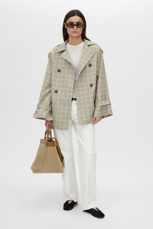 Kinetic Tattersal Trench - Taupe Check