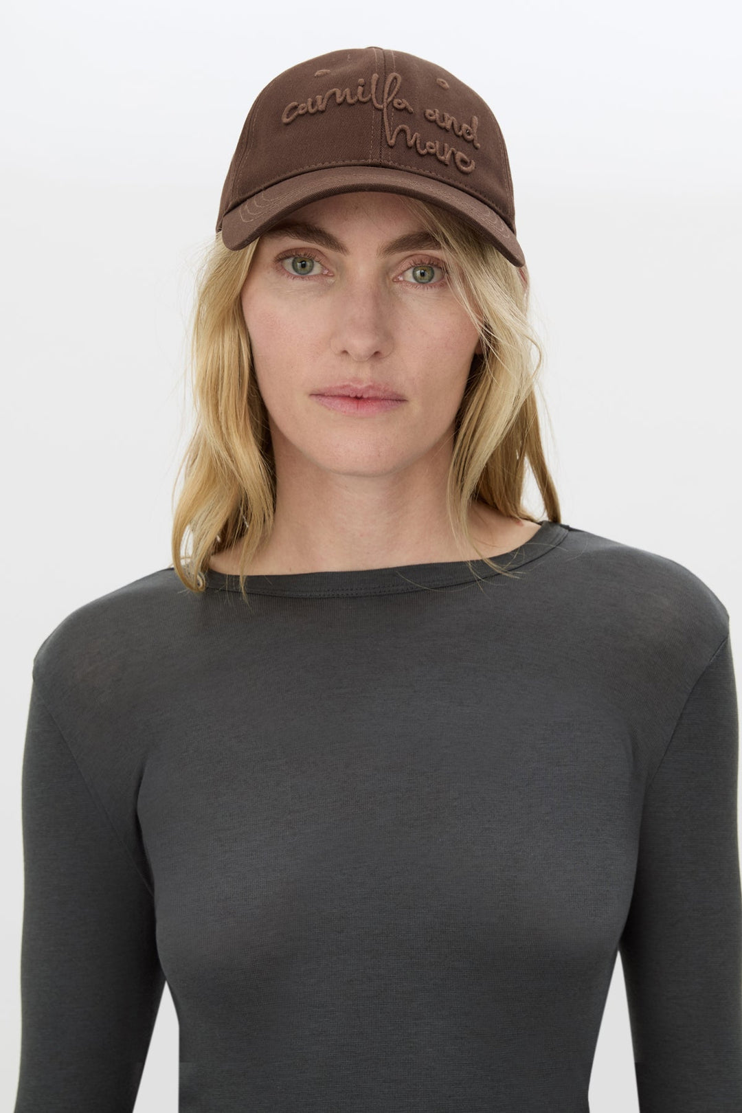 Maren Embroidered Cap - Chocolate