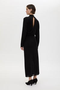 Ravine Draped Sleeve Dress - Black