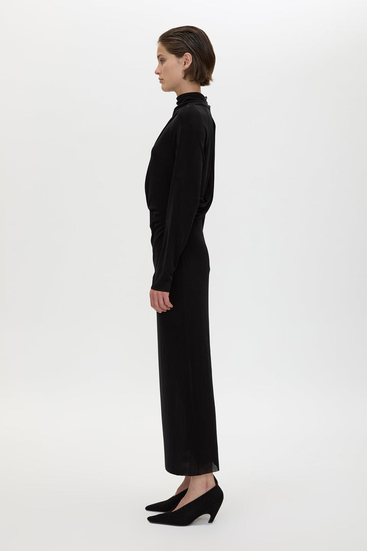 Ravine Draped Sleeve Dress - Black