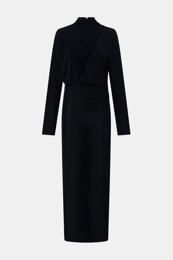 Ravine Draped Sleeve Dress - Black
