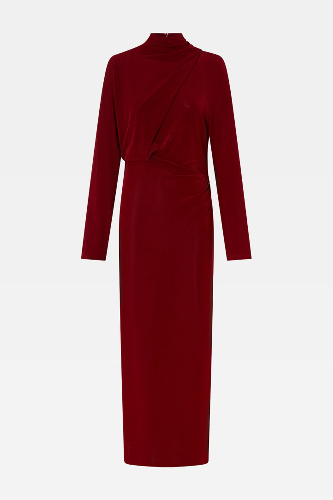 Ravine Draped Sleeve Dress - Cherry
