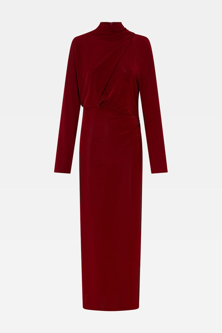 Ravine Draped Sleeve Dress - Cherry