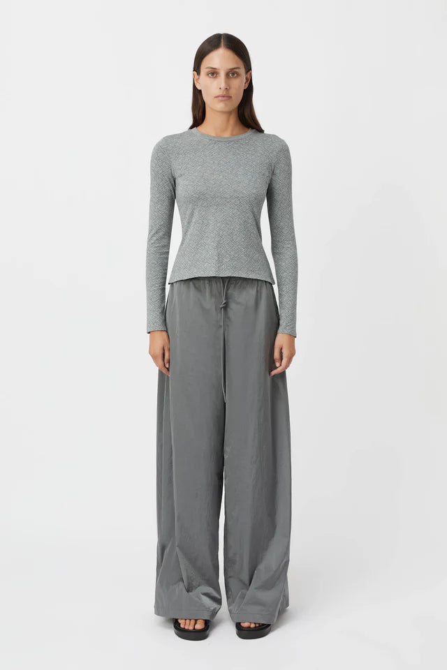 Renee Fitted Long Sleeve Top - Grey Marle