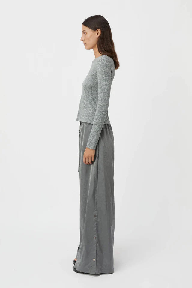 Renee Fitted Long Sleeve Top - Grey Marle
