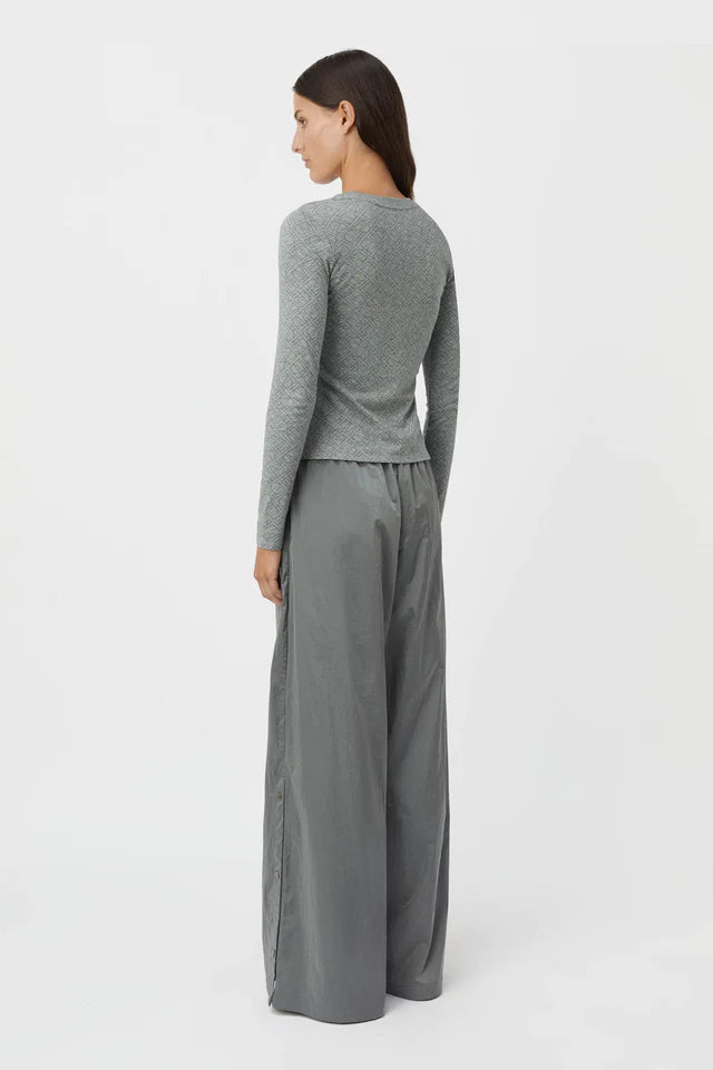 Renee Fitted Long Sleeve Top - Grey Marle